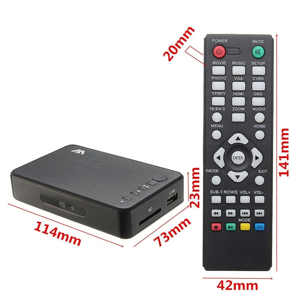 Ultra Media Player For Car TV SD MMC RMVB MP3 USB External HDD U Disk MultiMedia Media Player Box With VGA SD MKV H.265