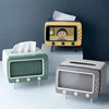Creative 2 In 1 TV Tissue Box Desktop Paper Holder Dispenser Storage Napkin Case Organizer with Mobile Phone Holder 1