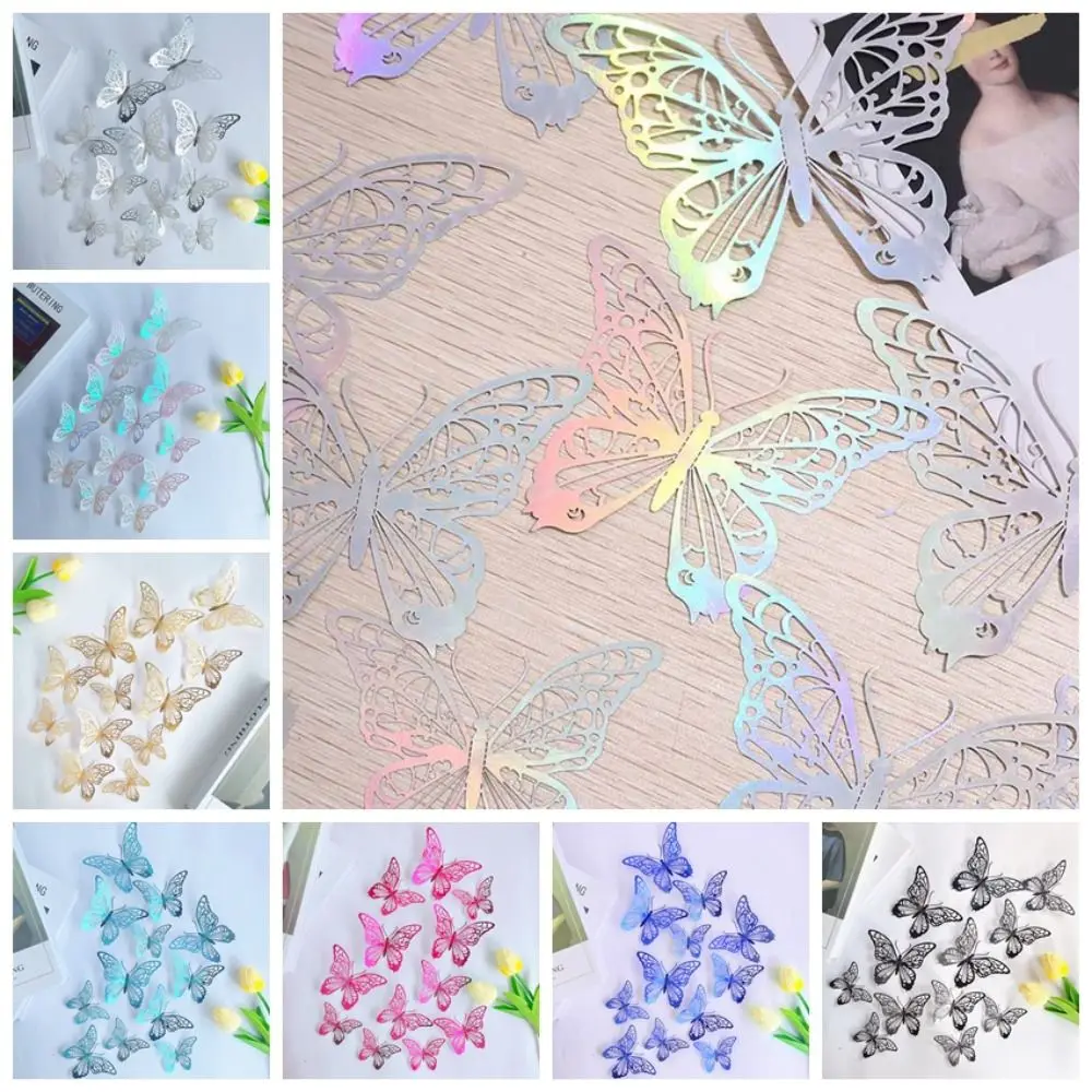 3D Butterfly Wall Decor 12pcs/set Hollow Butterfly Sticker DIY Paper