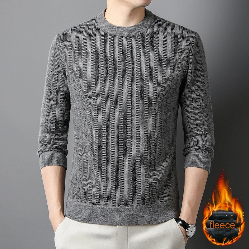 

Men Winter Sweaters Fleece Warm High Quality Men Autumn Sweater Slim Leisure Korean Long Sleeve Loose Knit Pullover Clothing