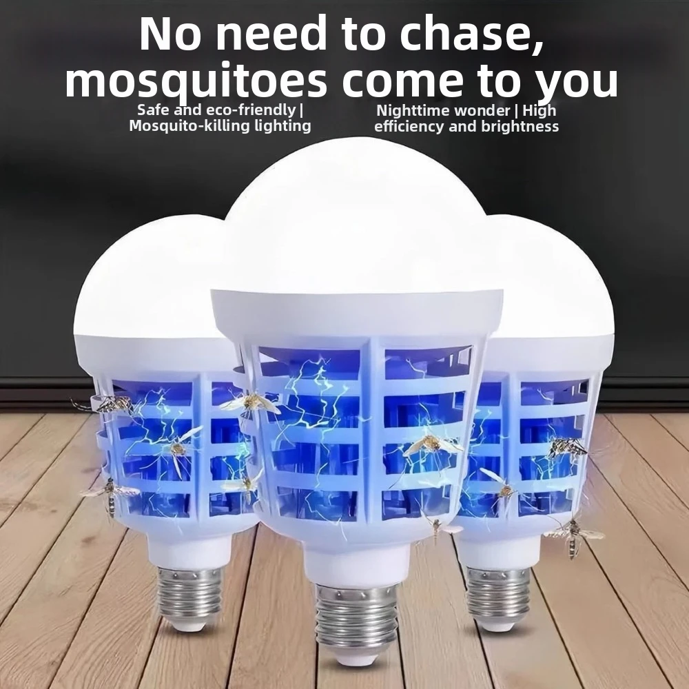 2 in 1 LED 모기 킬러 전구 플러그인 램프 홀더 포함 모기 퇴치 램프 에너..