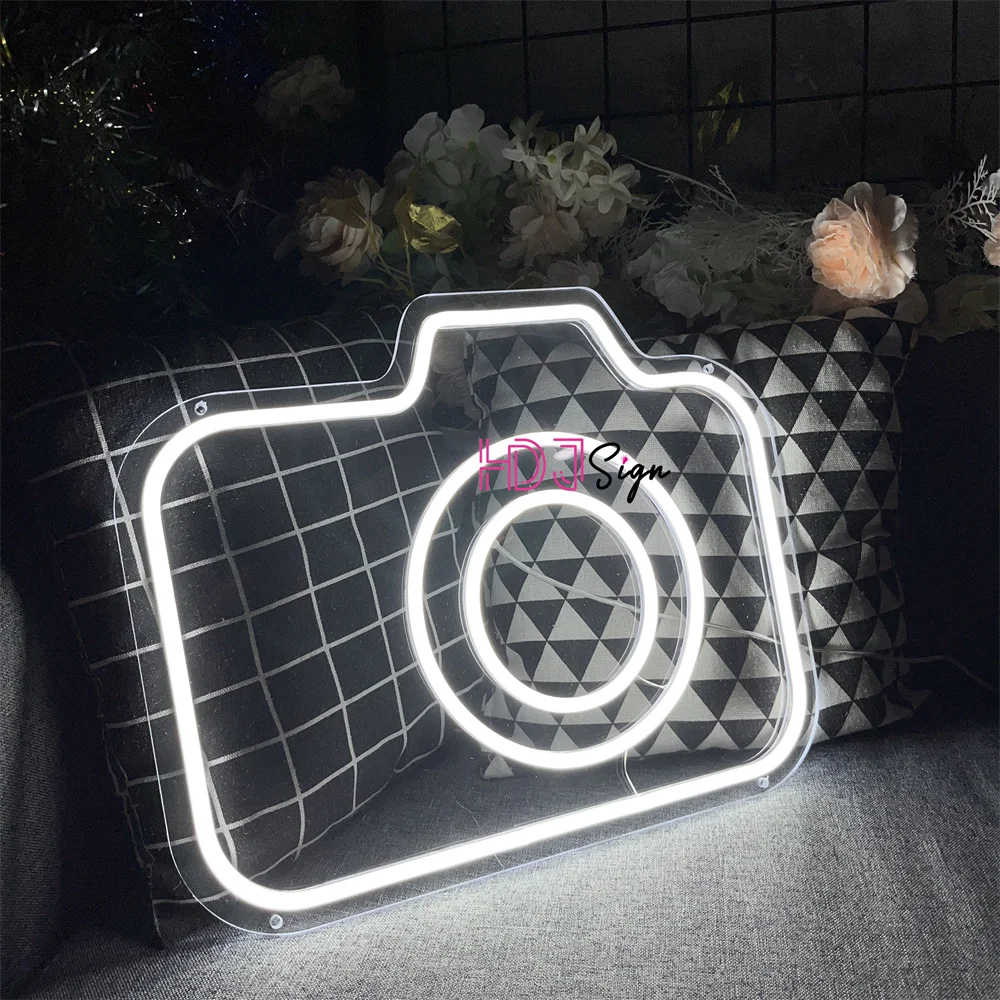 LED 네온 맞춤형 야간 조명, 로그인 룸 스토어 장식 카메라 네온 Led 조명 램프 사인 아트 벽걸이 장식 선물