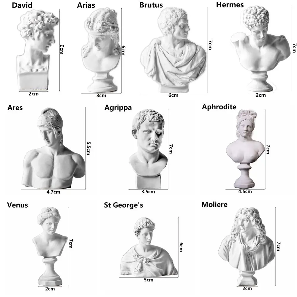 Miniature Greek Mythology Plaster Bust Sculpture