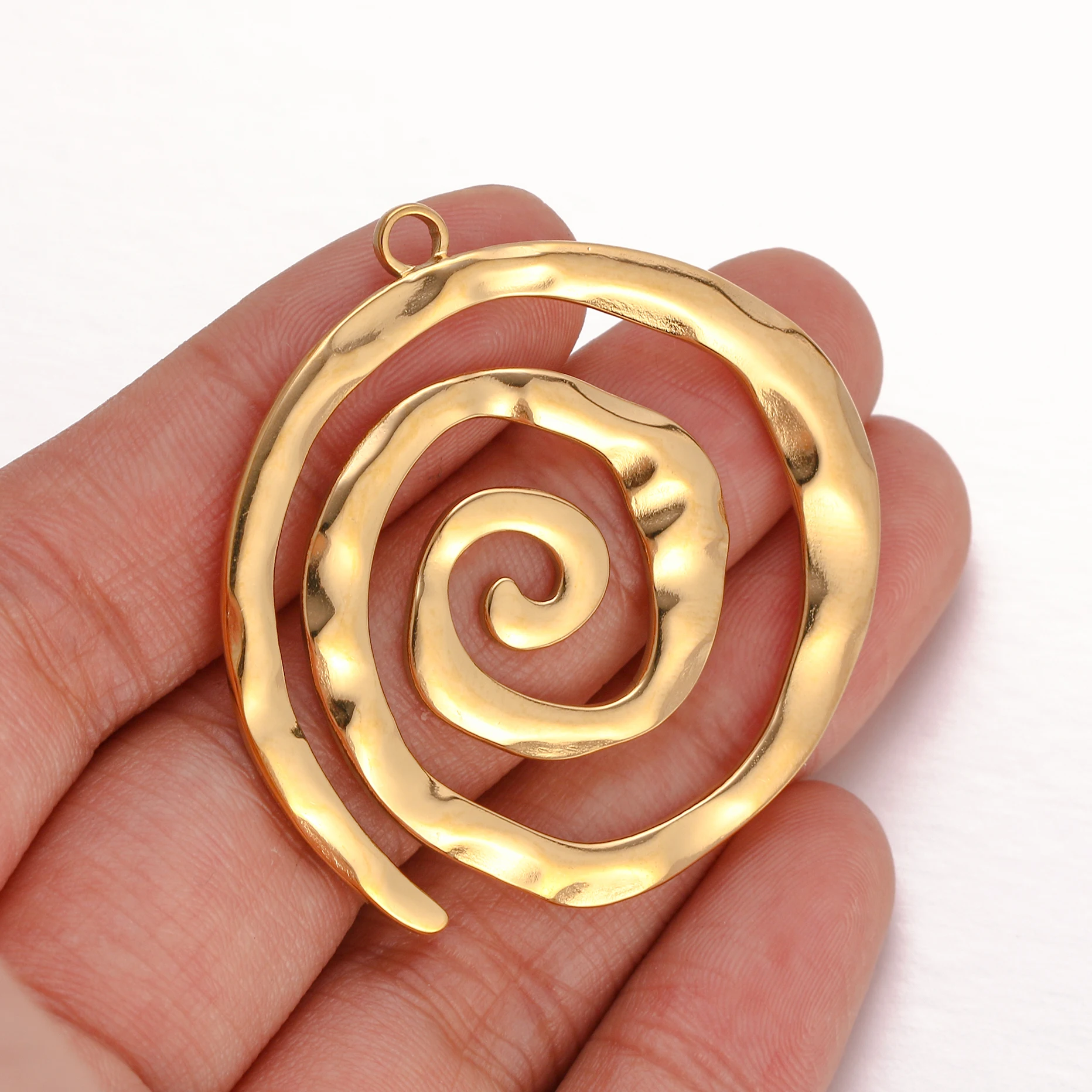 

3pcs Stainless steel Circle Spiral Pattern Charms Embossed Gold Color DIY Necklace Earrings Handmade Jewelry Making Accessories