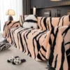 Zebra Print Sofa Knitted Cover Blanket Half Side Velvet Nap Plush Blanket Bed Decoration Bed End Towel Soft Plush Blanket 3