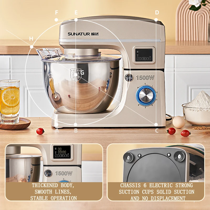 SUNATUR Electric Kitchen Blender Machine: Stand Mixer with Planetary Beater Automatic Mix Support for Dough Efficient Processor 3