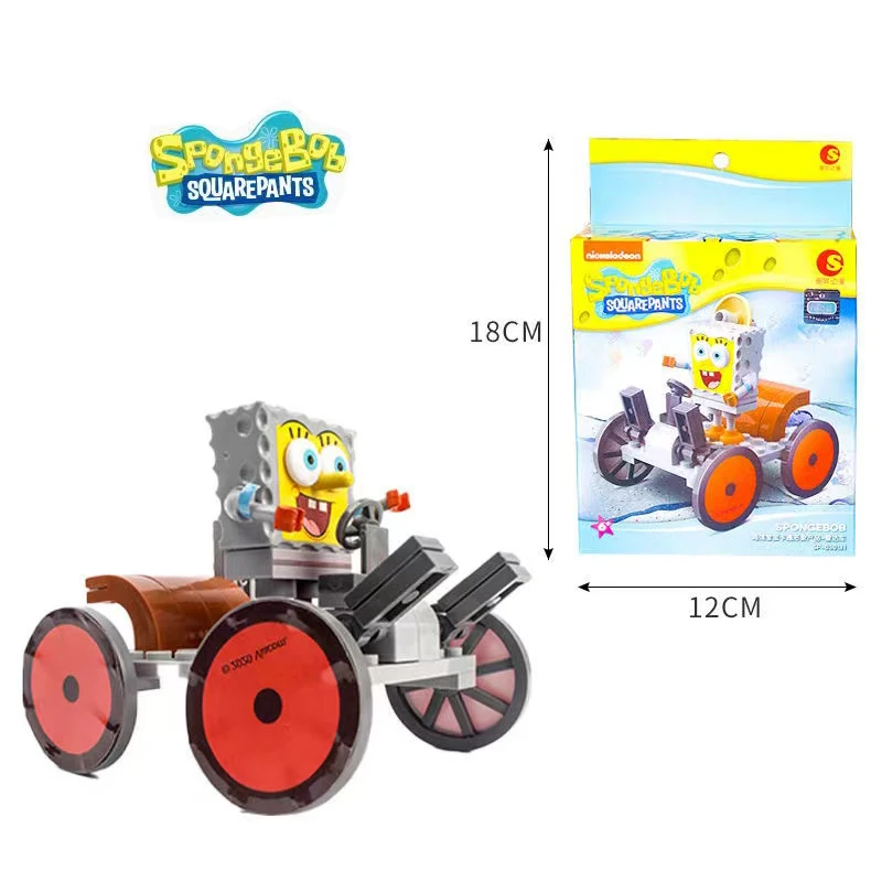 4pcs SpongeBob SquarePants Adventure Series Assembled Block Pie Star Crab Boss Doll Handmade Model Children's Birthday Gift Toys