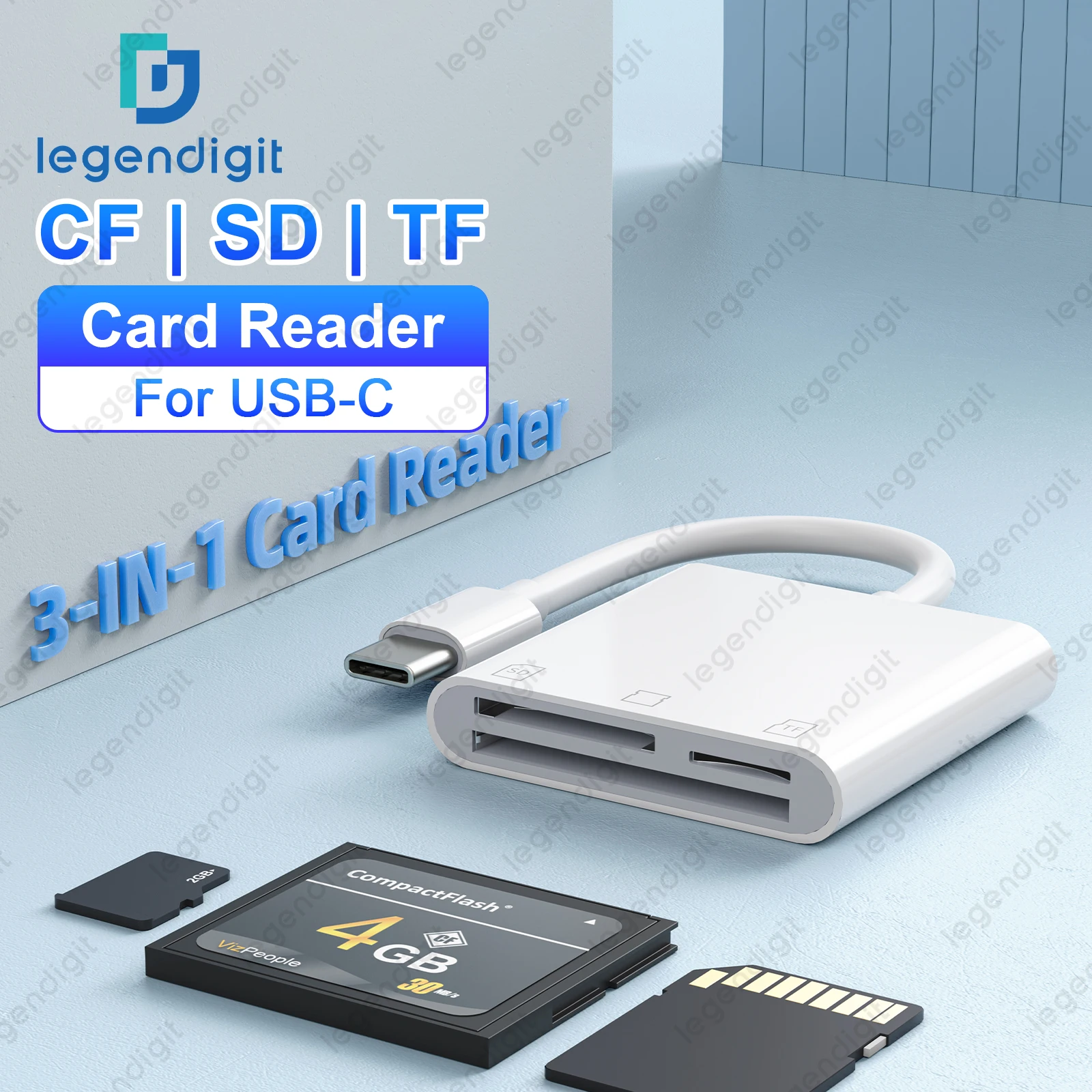 USB C Card Reader 3in1 CF SD TF Adapter for iPhone 15 iPad MacBook OTG Trail Camera Memory Card Reader for Laptop PC Devices