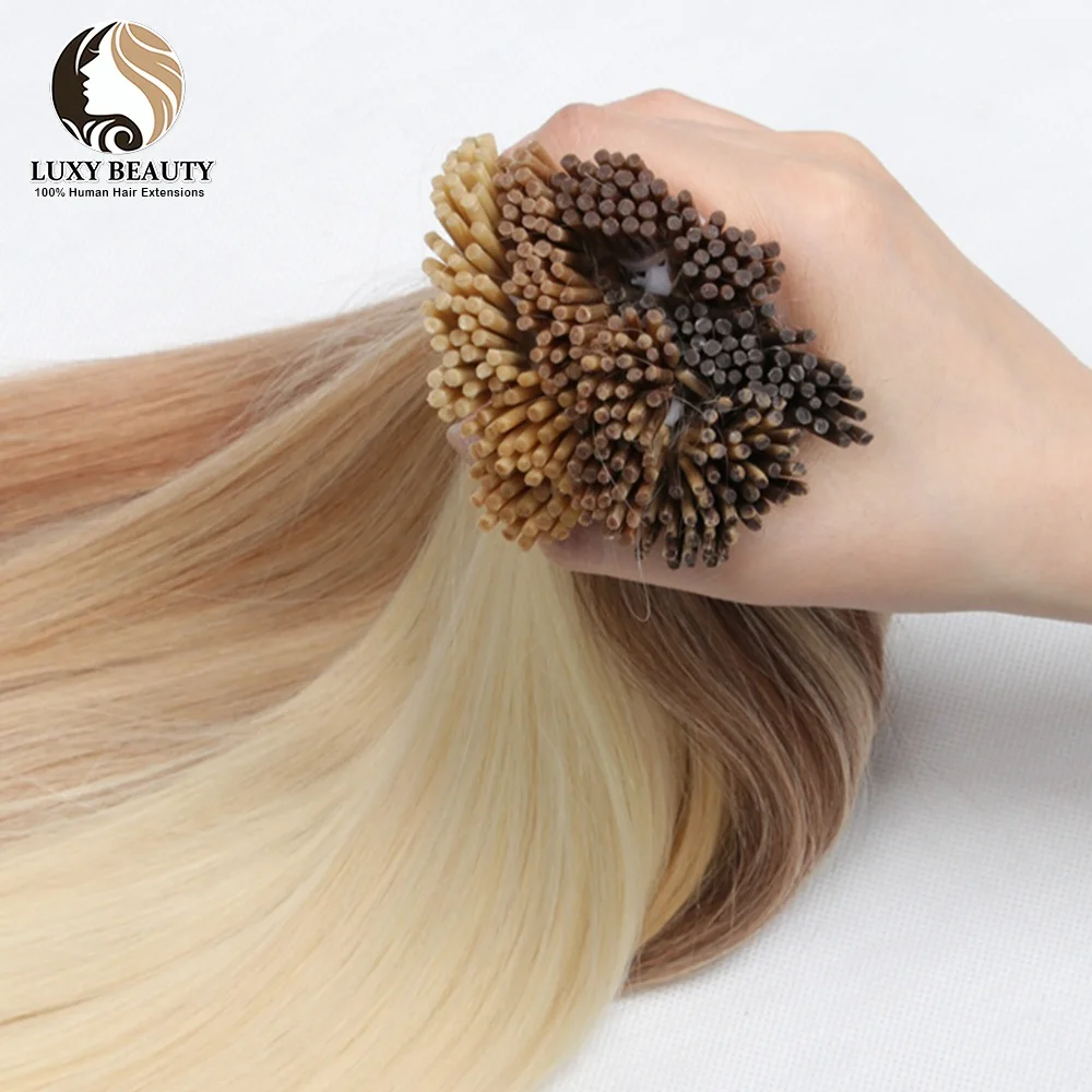 Straight I Tip Human Hair Extensions Blonde Pre-Bonded Micro Bead Real Human Hair Extension For Salon 0.6g/piece 50strands/pack