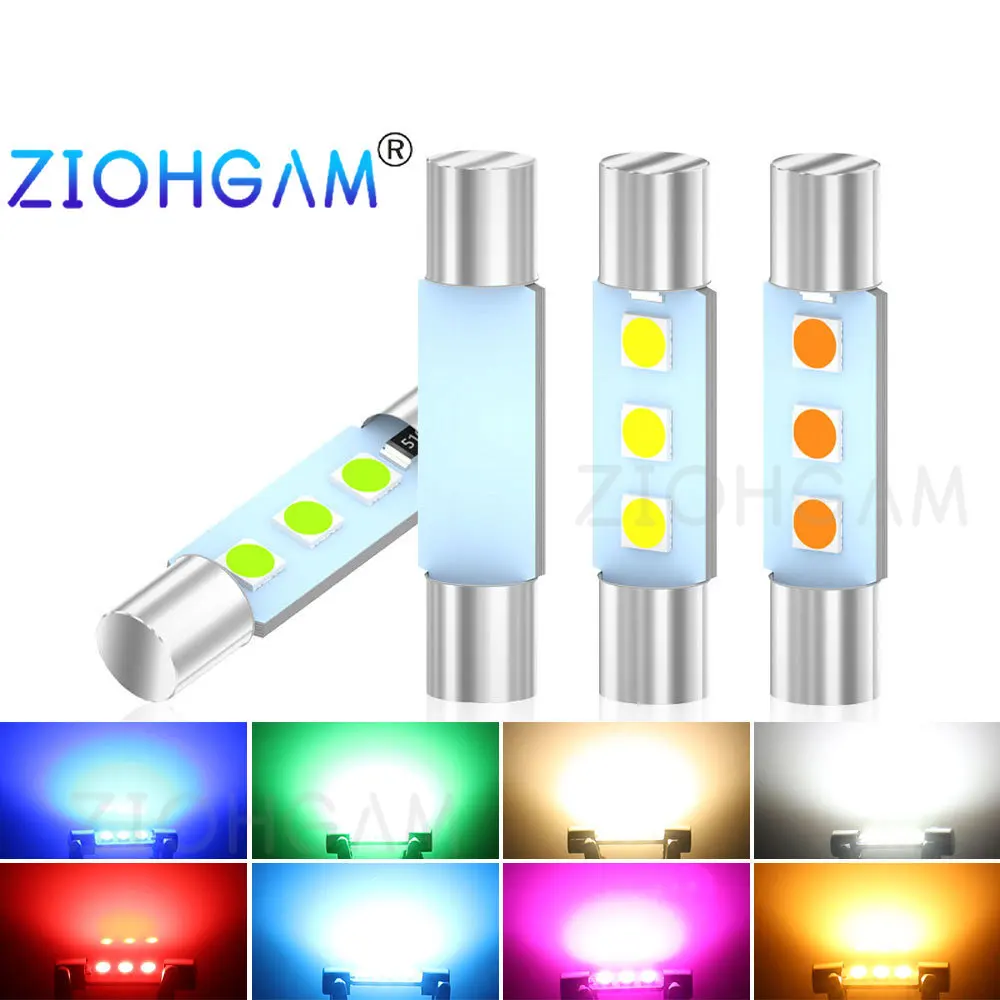 

ZIOHGAM 1x T6 C10W Led 28mm C5W Festoon Bulb 6614F 6612 SV8.5 3030 Dome Trunk Door Signal Lamp Car Interior Light Warm White 12V