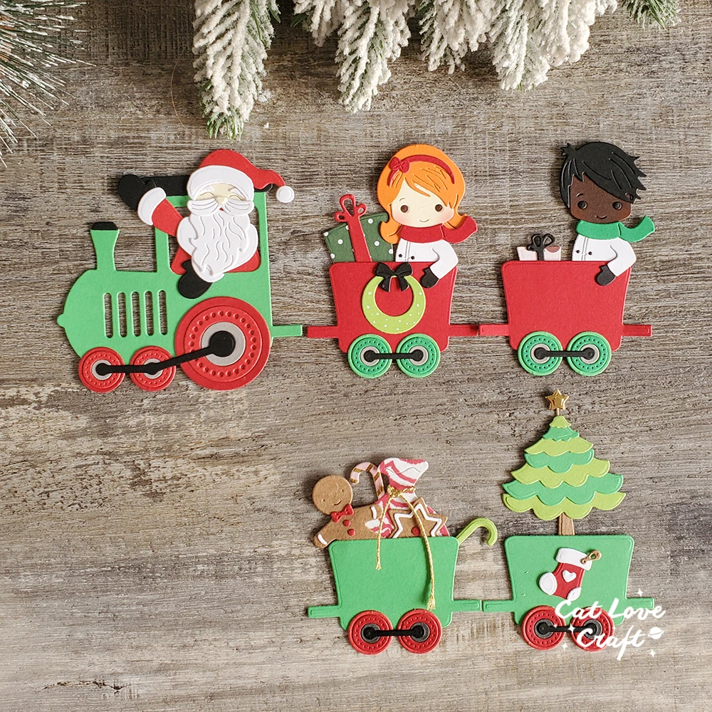 Catlove 크리스마스 기차 금속 절단 다이 스크랩북 금형 스텐실 다이 컷 카드 만들기 DIY 공예 엠보싱 2022 년 새로운 다이