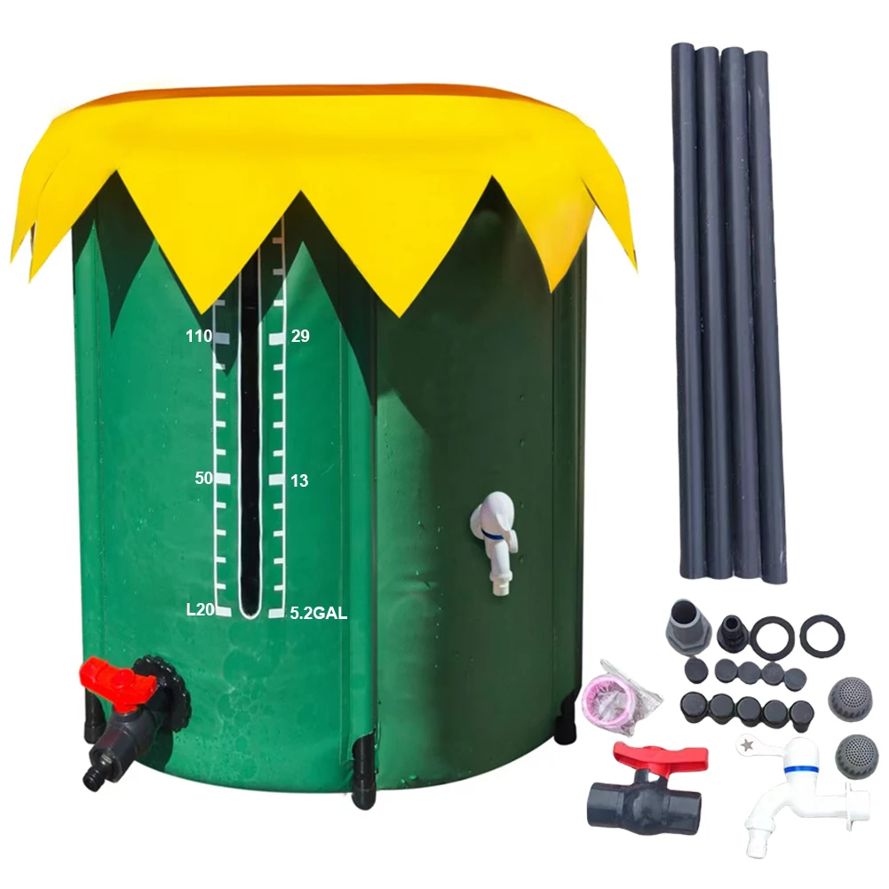 52 Gallon Rain Collection System Collapsible PVC Water Storage Tank Water Barrel Collector Garden Water Catcher