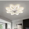 Petals LED Ceiling Lamp Ceiling Fans With Light Bedroom Dining Table Fan Lamp Ventilator Remote Control 220V Black Light Fixture 2