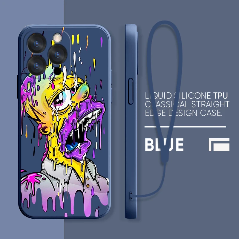 

The Simpsons color Case For Apple iPhone 14 13 12 11 Pro Max Plus Mini XS Max X XR 7 8 Liquid Rope Phone Cover Core Coque Capa