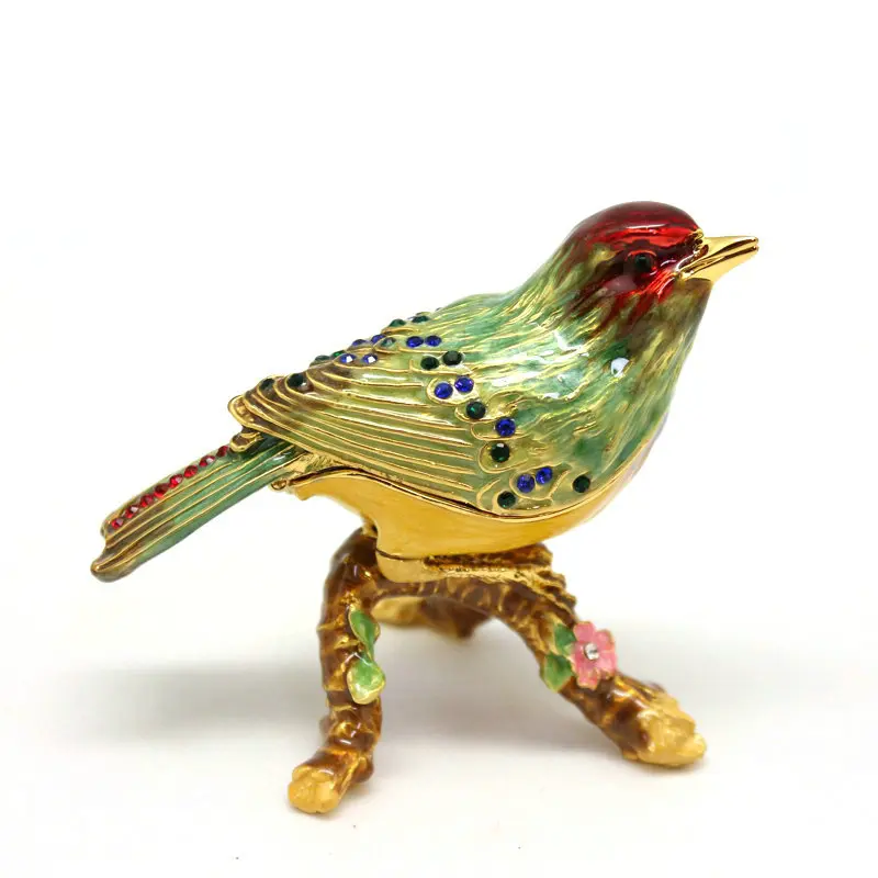 SHINNYGIFTS Enamel Pewter Magpie Small Ornaments Bird Trinket Box Wedding Gifts