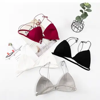 Fachion Triangle Bras for Women Beauty Back Push-up French Style Bra Thin Strape Solid Color Wireless Bra Girls 1
