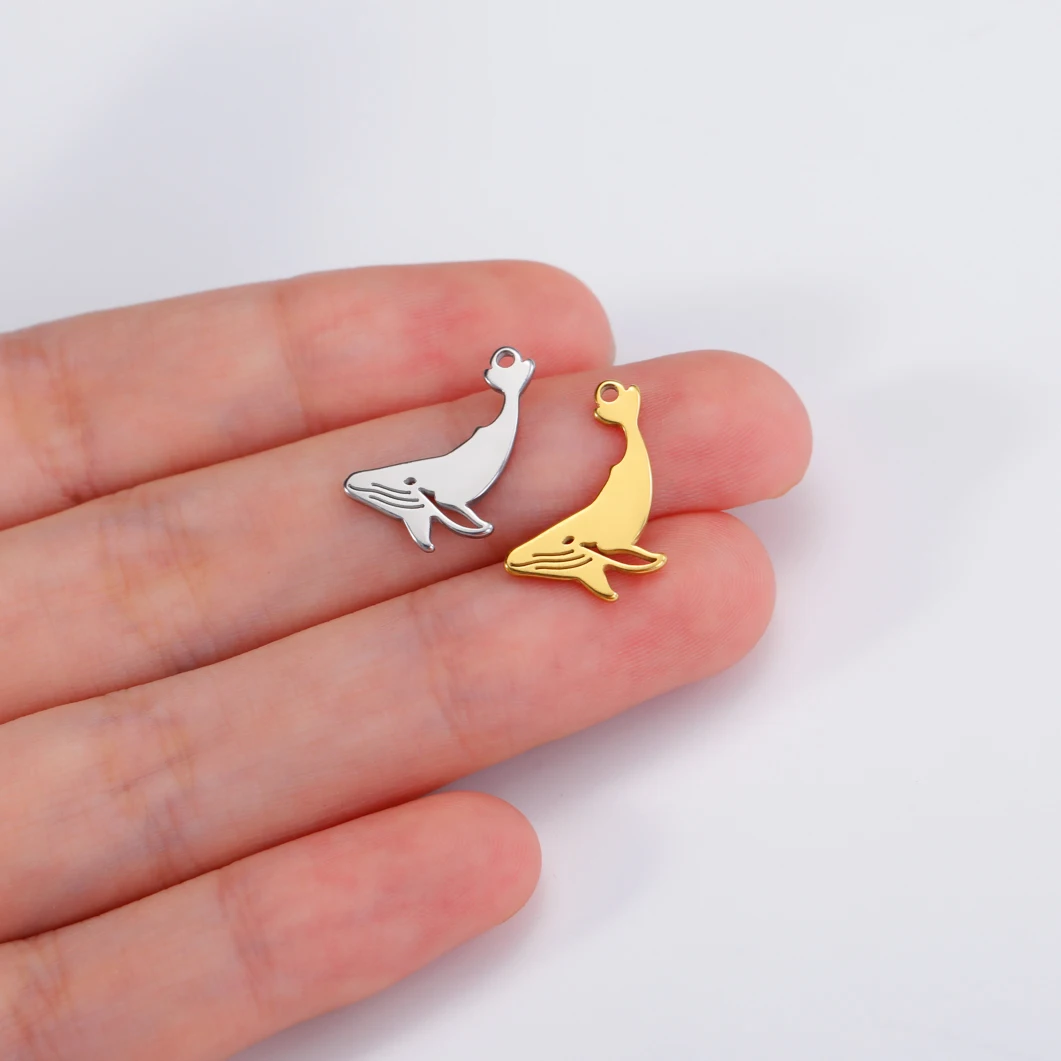 5 Stück Wal-Charm-Anhänger aus Edelstahl, Zubehör, Armband, Ohrringe, DIY, handgefertigt, besonderes Geburtstagsgeschenk
