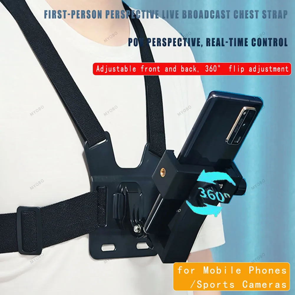 Hands-Free Rotating Phone Mount Chest Strap for Action Cameras & Smartphones