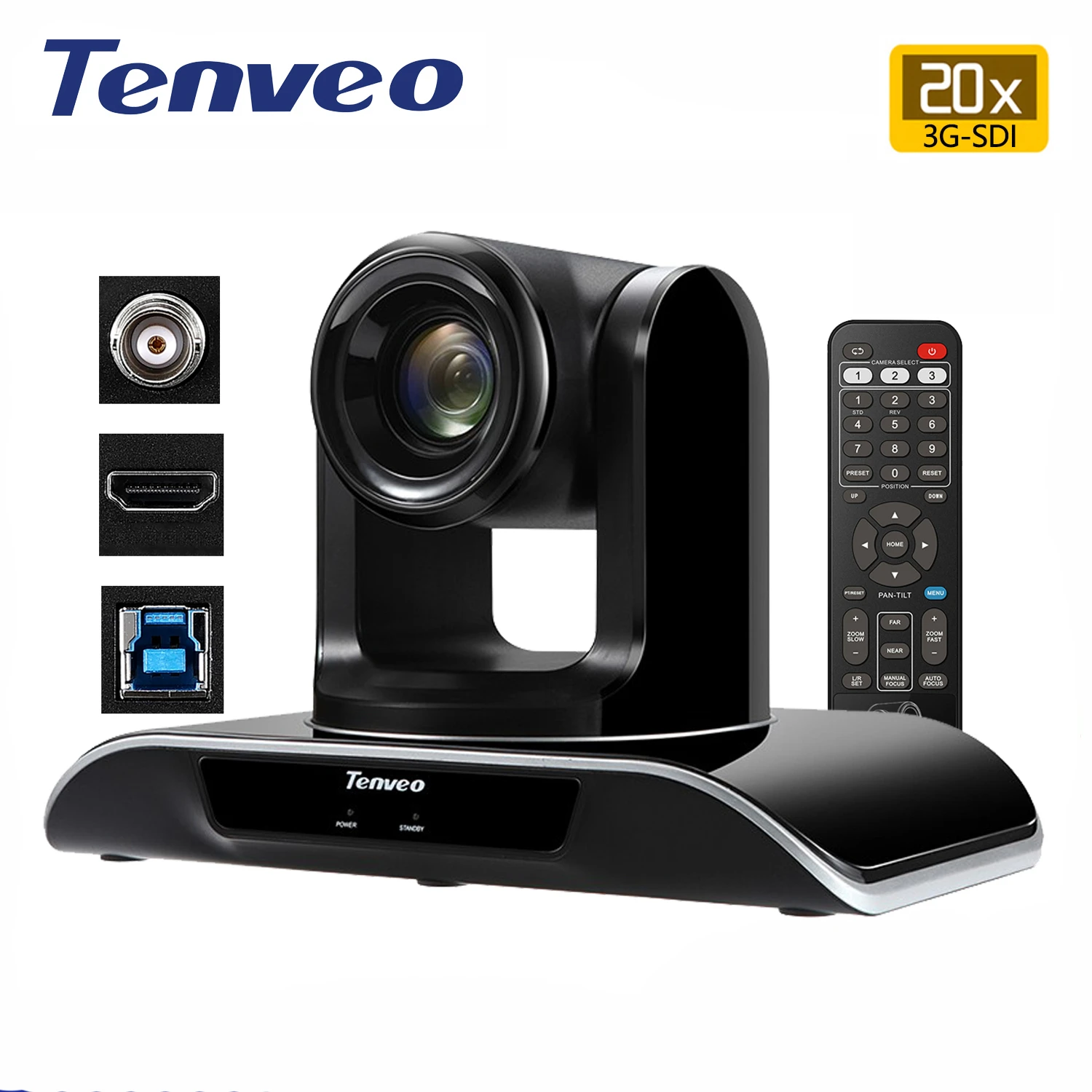 [eu Stock] Vhd203u 1080p60fps Video Conference System Ptz Hdmi Camera 20x Zoom Sdi Output