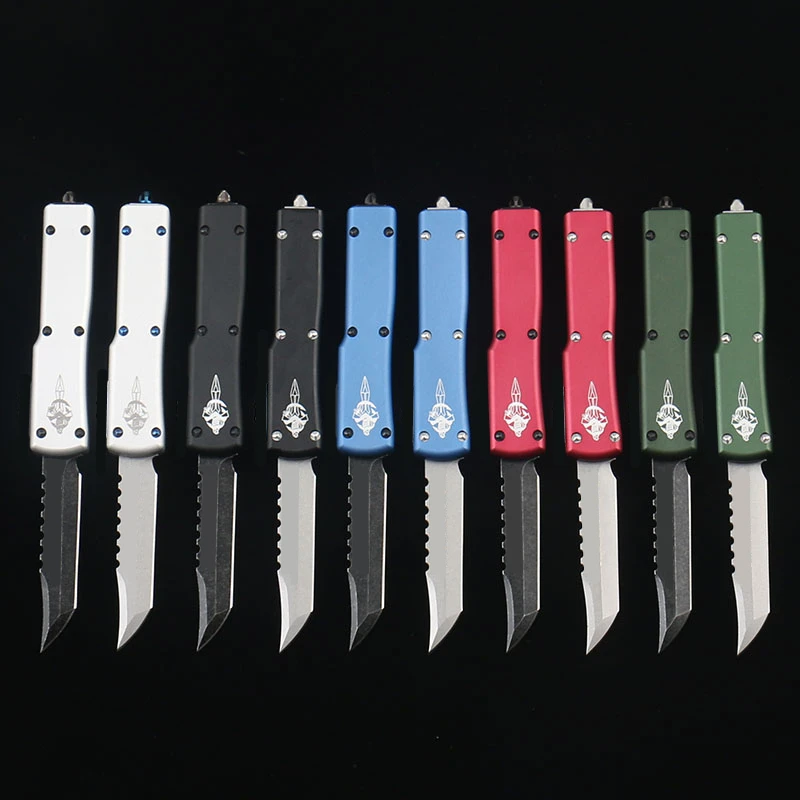 

Micro Mini X70 OTF Tech Knife Hellhound Knives D2 Blade 6061-T6 Aviation Aluminum Alloy Dinner Kitchen