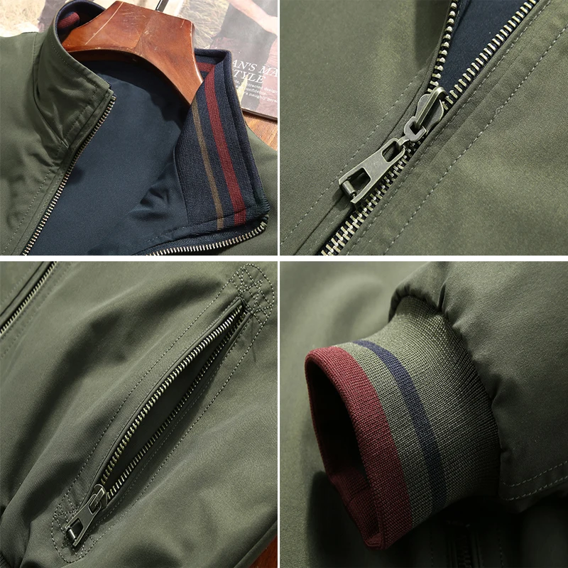 Spring Autumn Mens Bomber Jackets Fashion Men Stand Collar Reversible Coats Leisure Men Windbreaker Trend Jackets Clothing 5