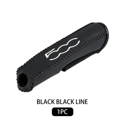 Leather Handbrake Sleeve Cover - Premium Car Interior Accessory (Blackline - 1PCS)