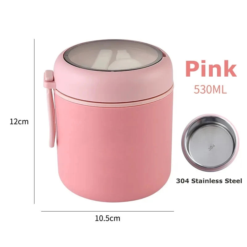 530ml/710ml Food Insulation Jar Insulation Soup Cup Lunch Box Stainless Steel Lunch Box Thermos Keep Warm for School Children