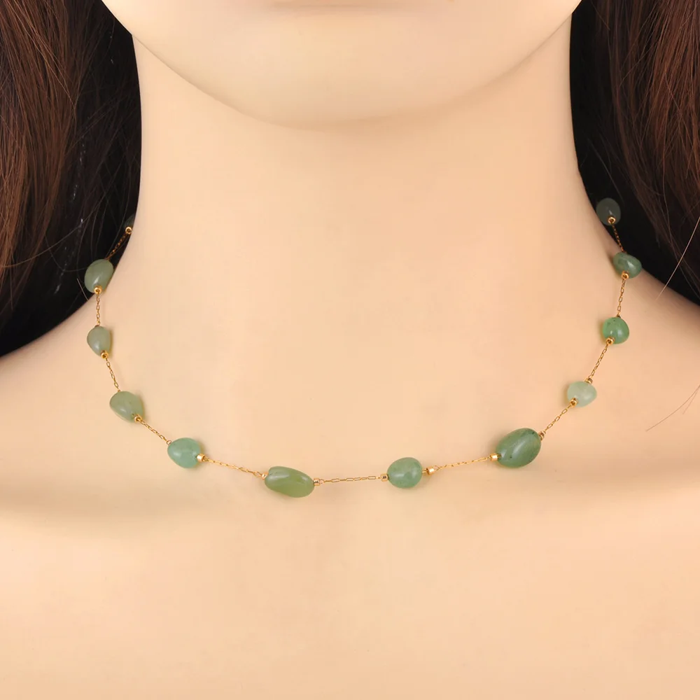 Women jewelry colorful natural stone beads necklace bracelet sets trendy bohemia stainless steel handmade tiki N24081
