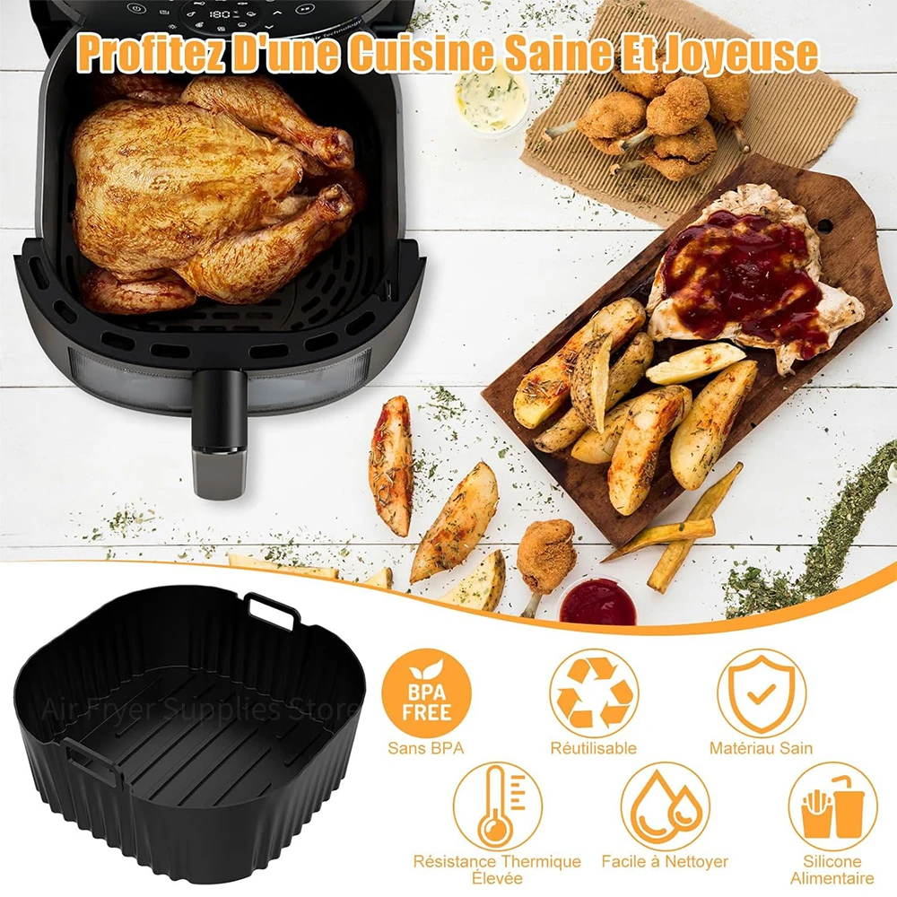 Air Fryer Mold for Philips Series 2000 NA230/00 COSORI 5.5L/6L/6.2L Square Reusable Silicone Liners Baking Accessories