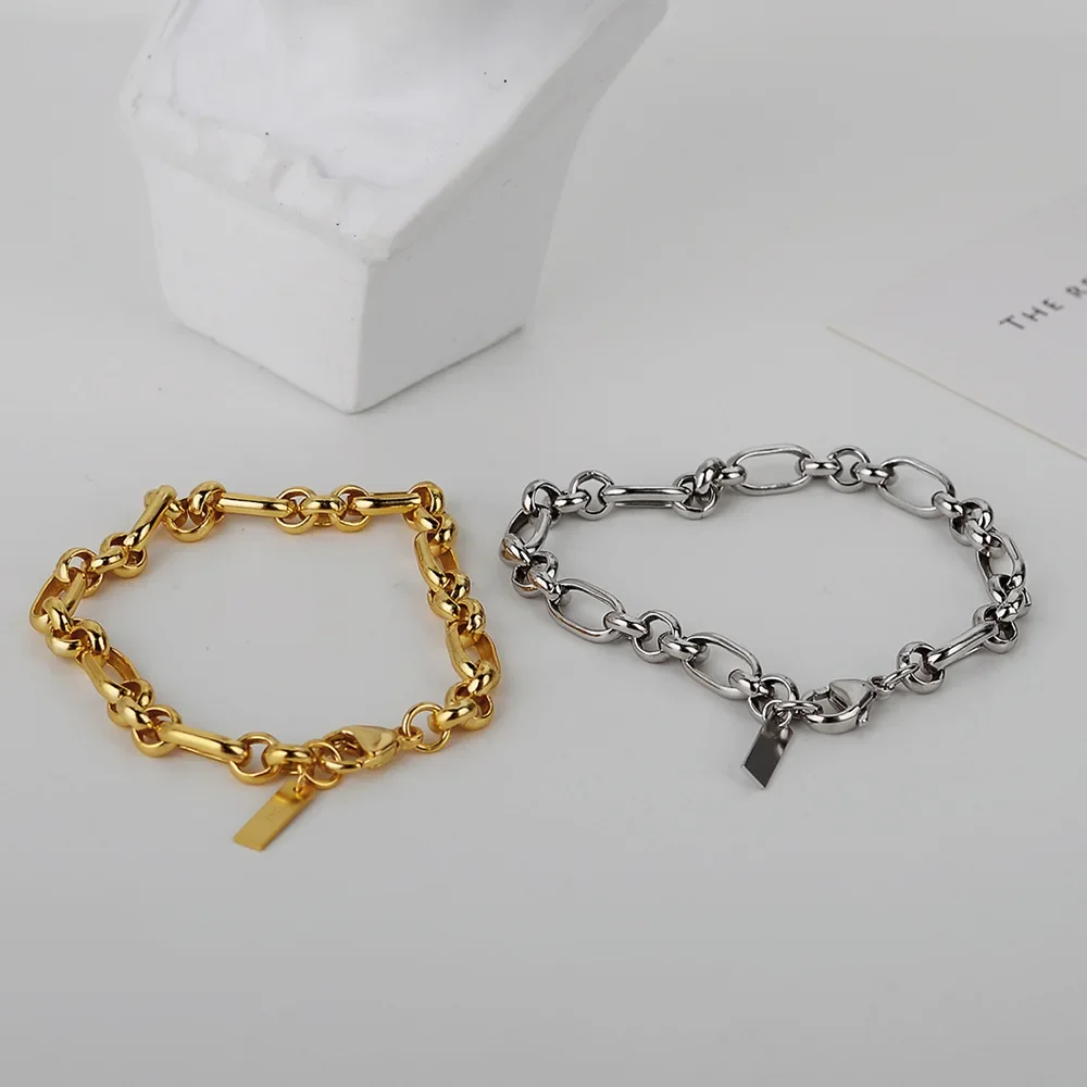 

Youth of Vigor Solid 925 Silver Handmade Rolo Chain 18K Gold Tone Statement Bracelet Y1S2B21042