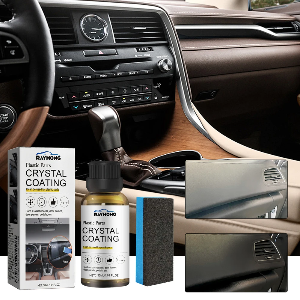 10-1sets Crystal Coating Wax Car Plastic Trim Restorer 30ML Car Panel Renovated Retreading Agent for Car Maintenance 2