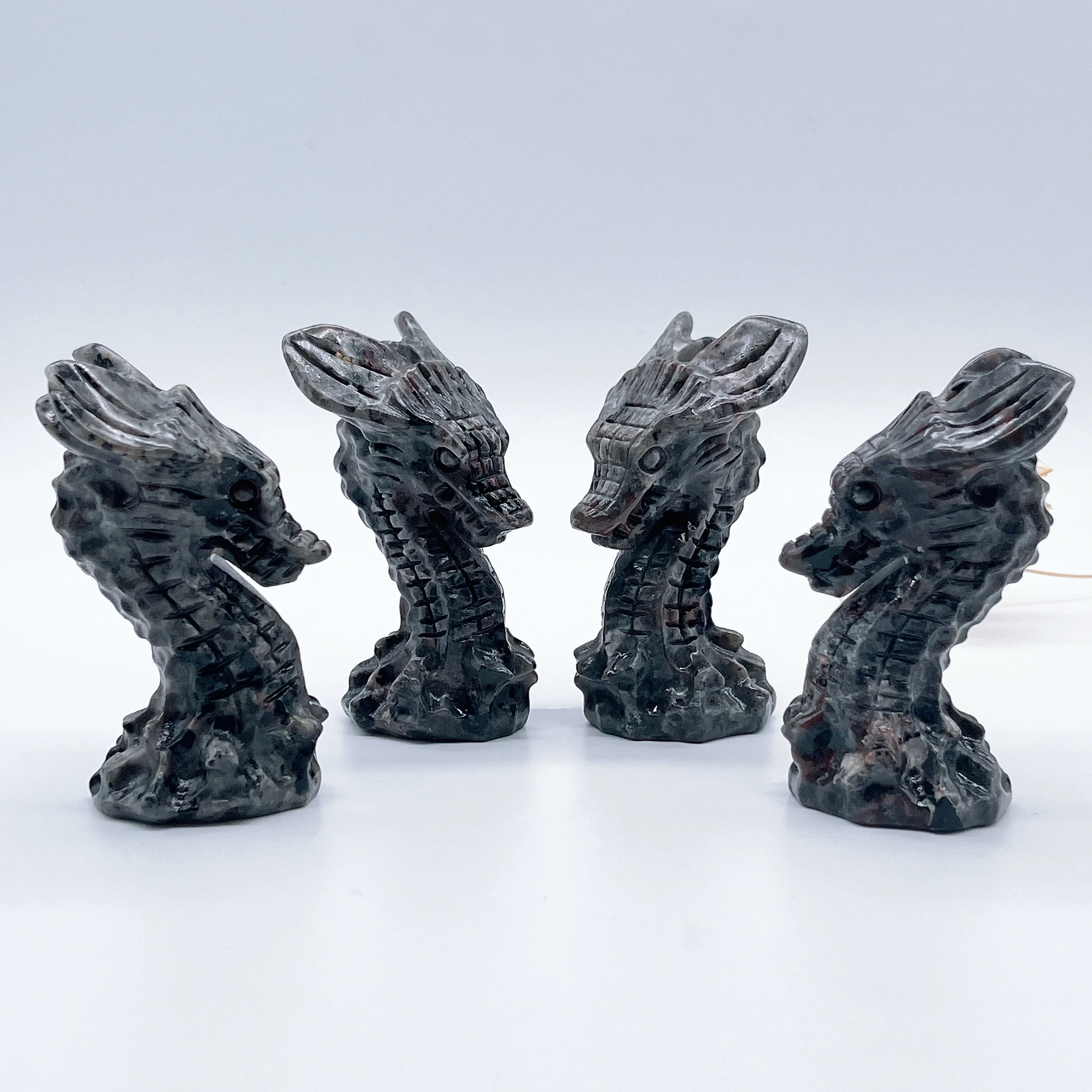 Natural Yooperlite Crystal Quartz Flame Stone Dragon Head Hand-Carved Crafts Ornaments Reiki Minerals Office Decoration Gift 2