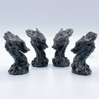 Natural Yooperlite Crystal Quartz Flame Stone Dragon Head Hand-Carved Crafts Ornaments Reiki Minerals Office Decoration Gift 2