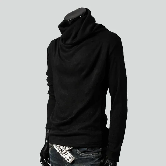 Slimming Solid Color Long Sleeve Turtle Neck Base Layer Top For Men Versatile Unique Autumn Fashion Trendy Simple Collar T-shirt