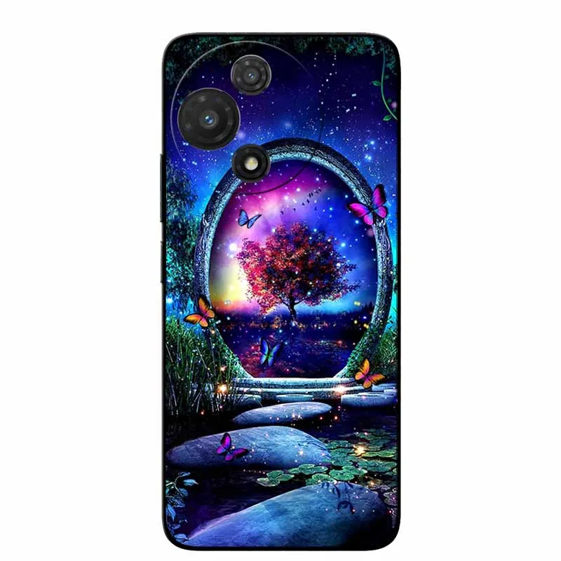 Fashion Protective Silicone Back Cover with Animal Design - Black Phone Case