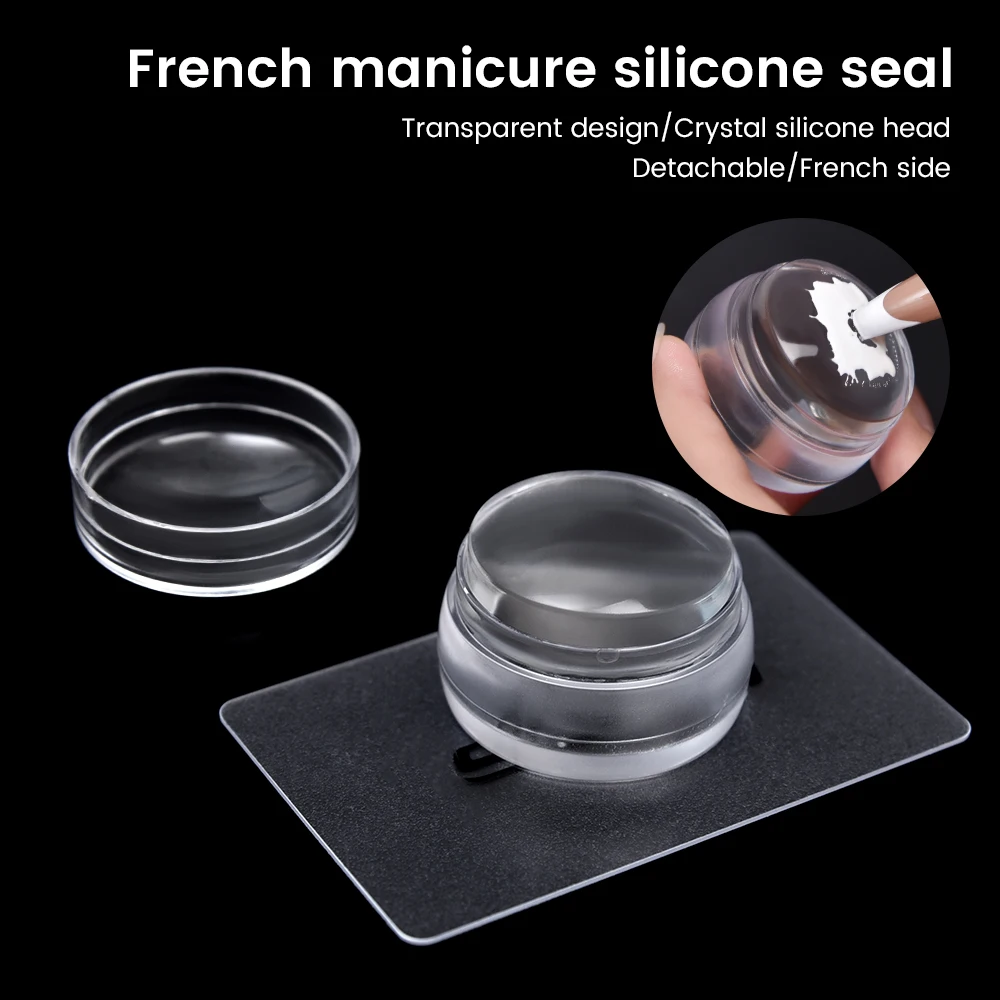Nail Art Stamper Scraper Set Transparent Jelly Silicone Stamp Nail Stamping Plates Polish Print Transfer Templates Designs Tool 5