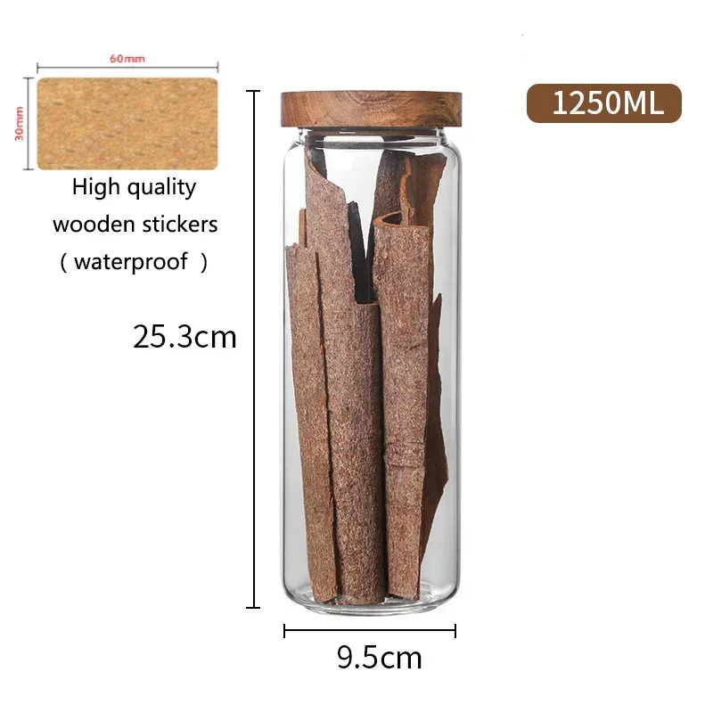 Wood Lid Glass Airtight Kitchen Storage Container