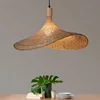 MoModern Chinese Style Bamboo Chandelier Tea Room Rattan Hand-woven Lamps Creative Straw Hat Chandelier Woven Bamboo Lamp 1
