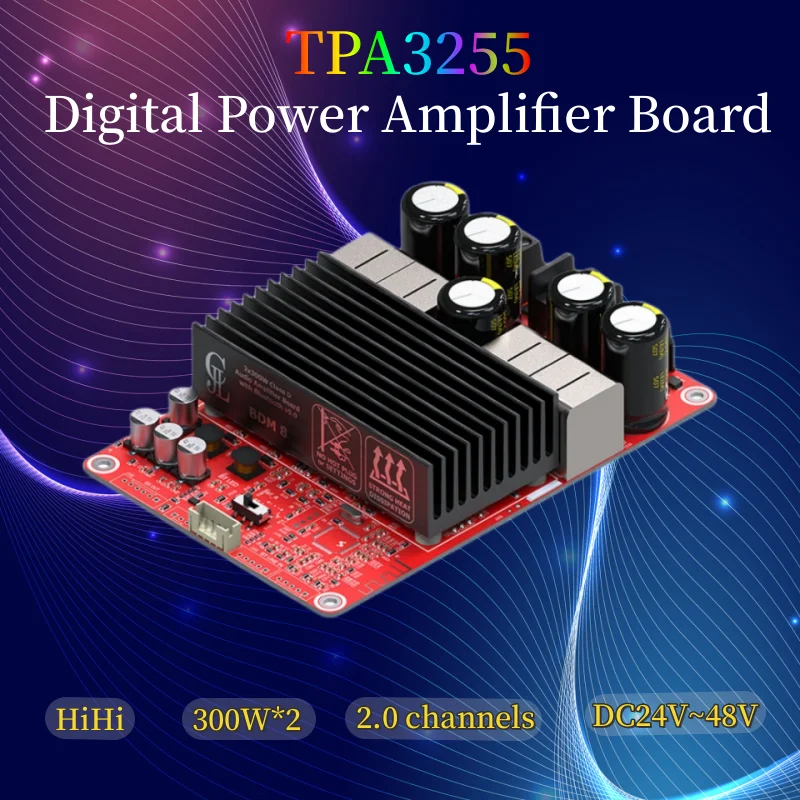 TPA3255 High Fidelity 300W * 2 2.0 Channel Stereo Digital Audio Power Amplifier Board DC24V~48V Home Audio DIY