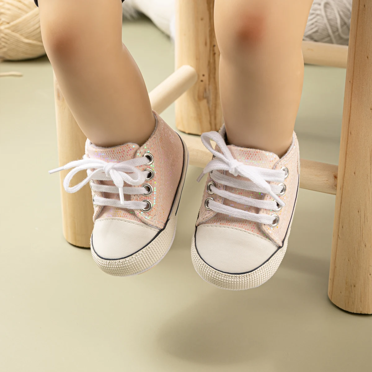 Newborn Sequin Canvas Baby Shoes 6