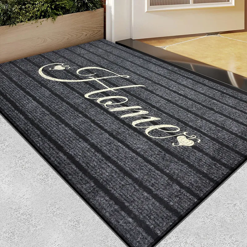 1pc flocking solid color seven stripe foot mat door mat entrance shower room absorbent small carpet gentle machine wash