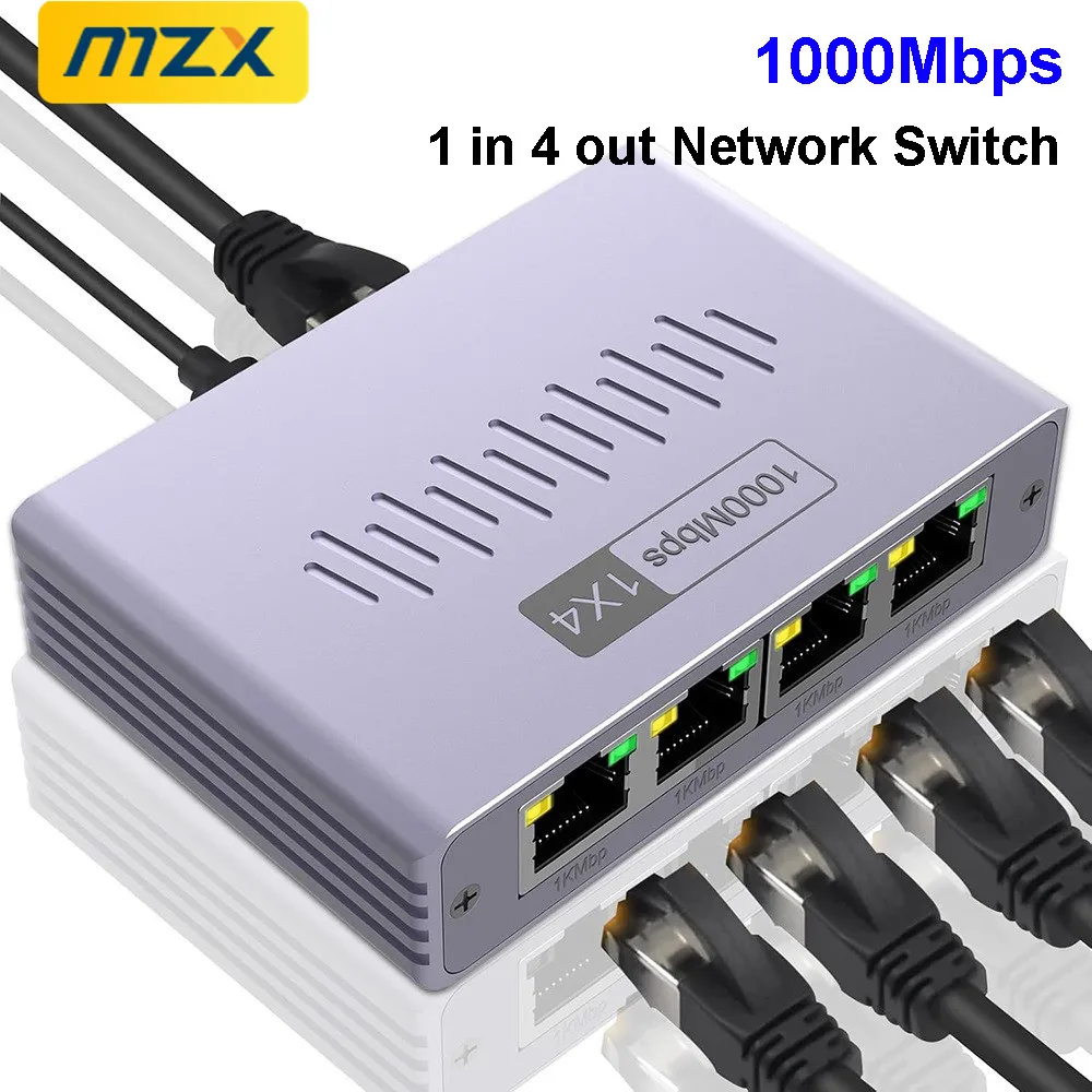 High-Speed Gigabit Network Switch Hub with Ethernet Splitter Connector