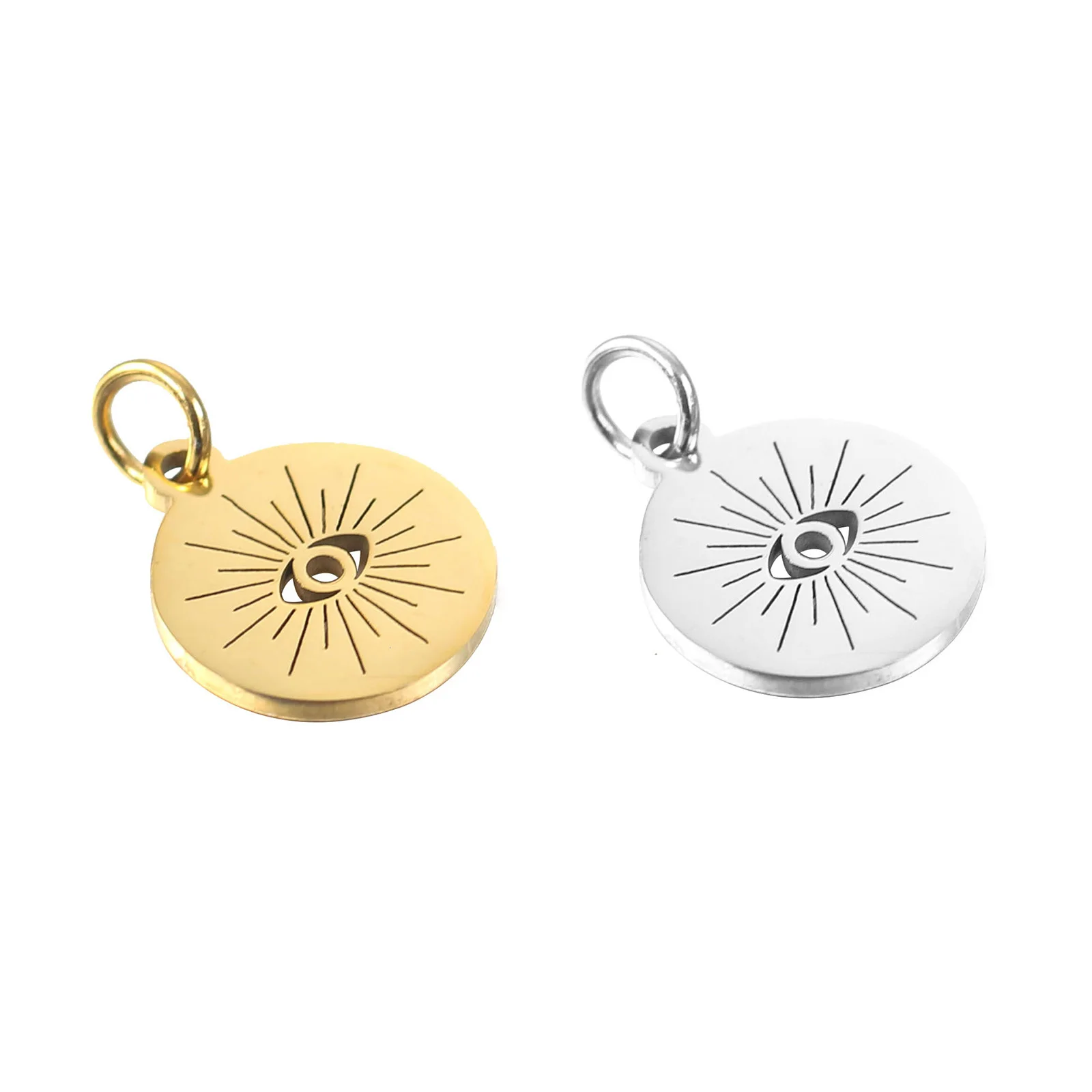 304 Stainless Steel Religious Round Eye Of Providence Gold Color All-Seeing Eye Pendants For Diy Jewelry Making Supplies