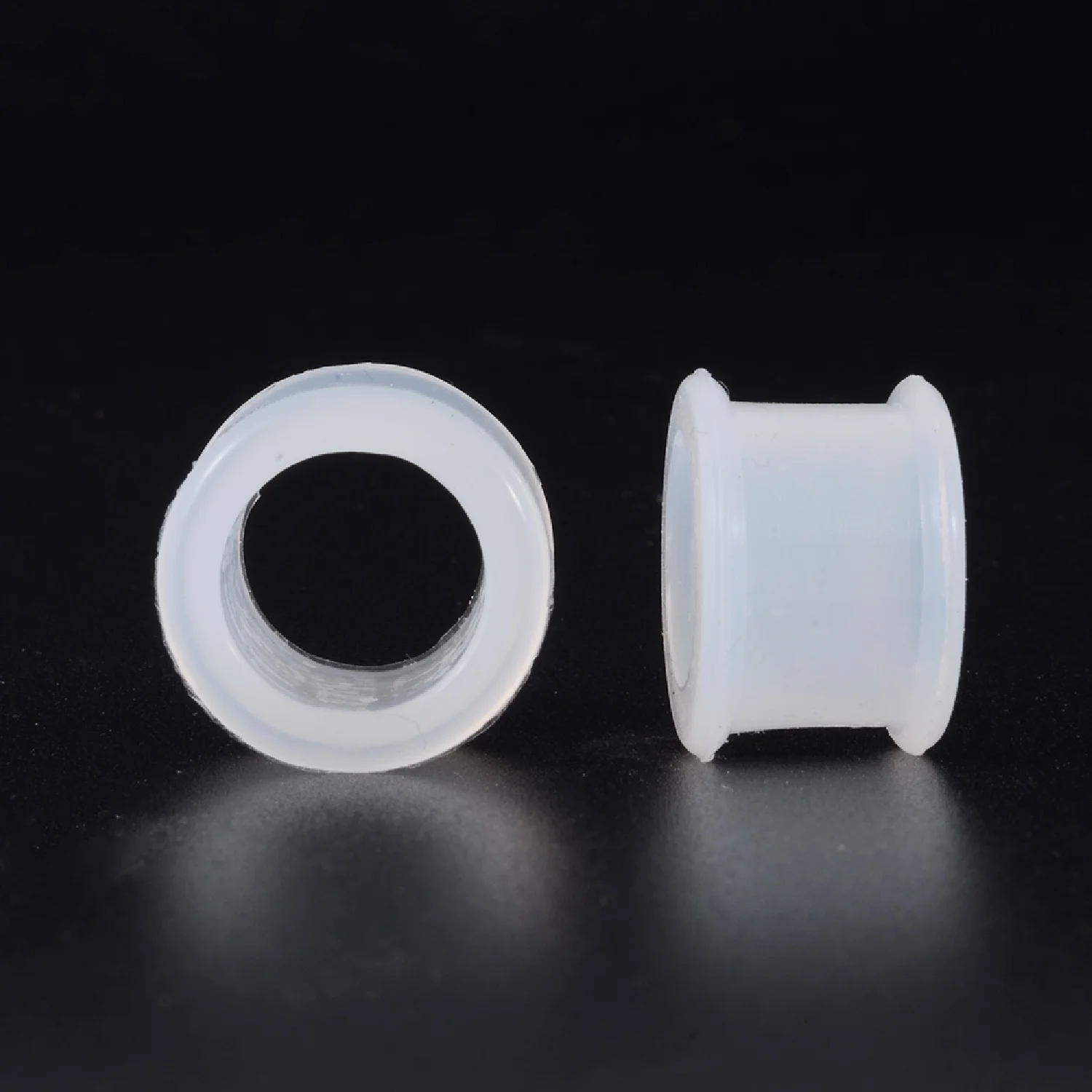 1Pair 3mm-48mm große Größe hohle schwarze Silikon flexible doppelte Flared Fleisch Ohr Tunnel Stecker Gauge Expander Tragen Schmuck – Detail 2