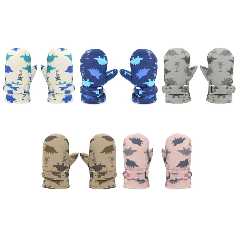 

Non slip and Windproof Kids Ski Gloves Cartoon Dinosaur Mittens Quick Drying Winter Outdoor Gloves for 2-5T Boys Girls