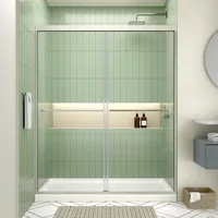 Shower Door, 44-48 in. W X 70 in. H, Semi-Frameless Double Sliding Doors, SGCC Tempered Glass, Bathroom Shower Door 1