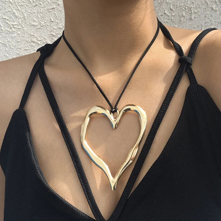 Ingemark Exaggerated Big Hollow Love Heart Pendant Choker Necklace for ...