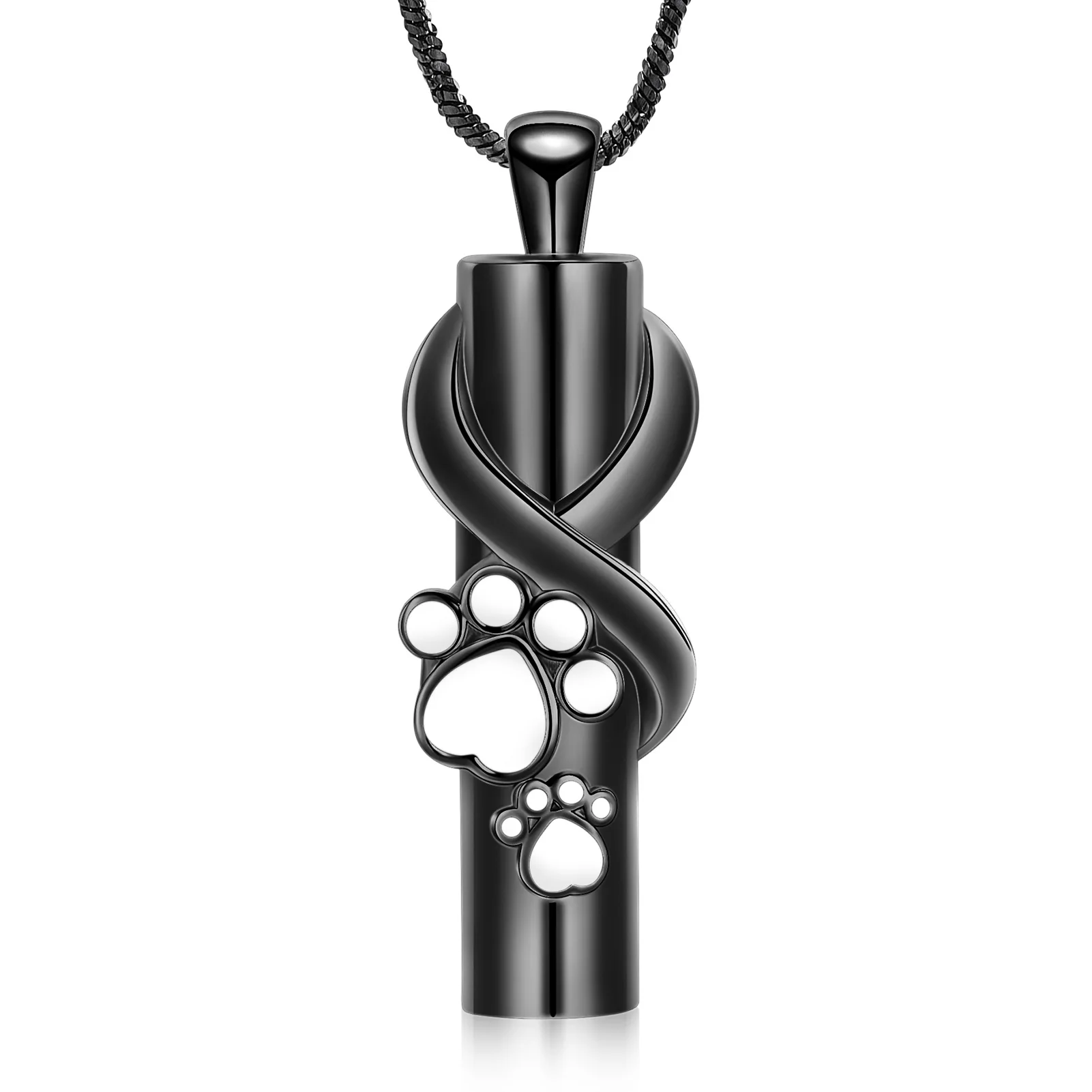 

Cylinder Urn Necklace for Ashes Stainless Steel Pet Paw Print Cremation Jewelry Keepsake Loved Ones Memory Pendant for Women Men