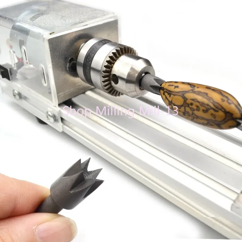 Woodworking Lathe Accessories Plum Blossom Thimble Top Bead Chuck Tail Rotary Tool Rest Miniature Small Straight Handle Tail 1pc