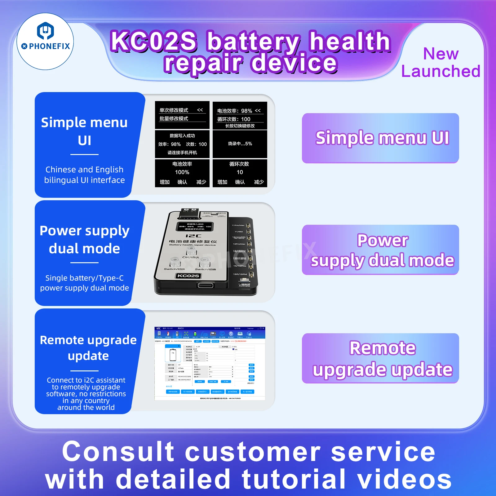 Tester naprawy baterii i2C KC02S płyta rozszerzeń do naprawy danych baterii dla IPhone Android modyfikuje wydajność baterii 100%